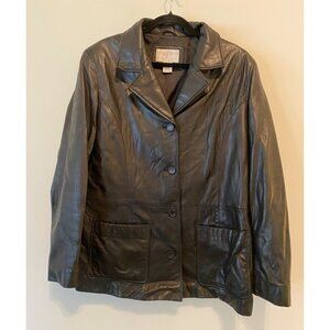 PARISIAN SIGNATURE Leather Jacket Coat Buttons up Large